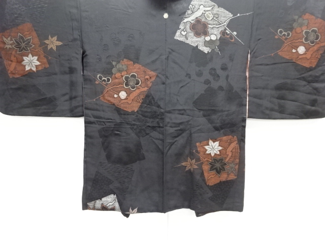 JAPANESE ANTIQUE HAORI / TAISHO ROMAN STYLE / URUSHI / WOVEN UME